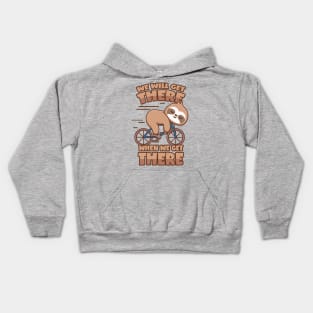 Sloth on bike Kids Hoodie